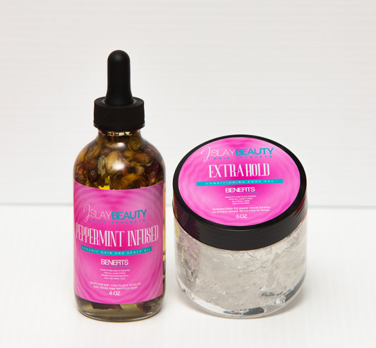 Extra Hold Conditioning Edge Gel (4oz) & Peppermint Infused Hair & Scalp Oil (2oz)